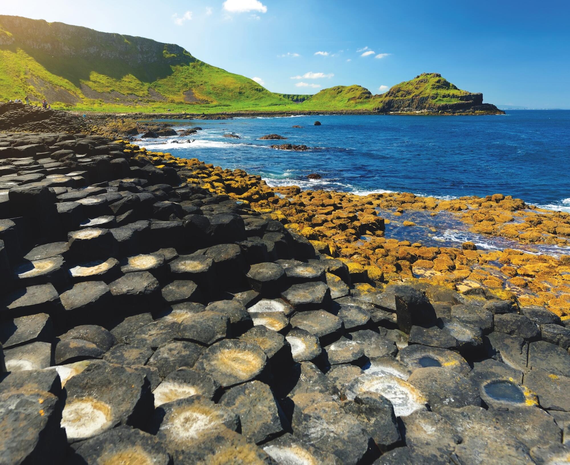 Giants Causeway, an area of hexagonal basalt stones, created by ancient volcanic fissure eruption