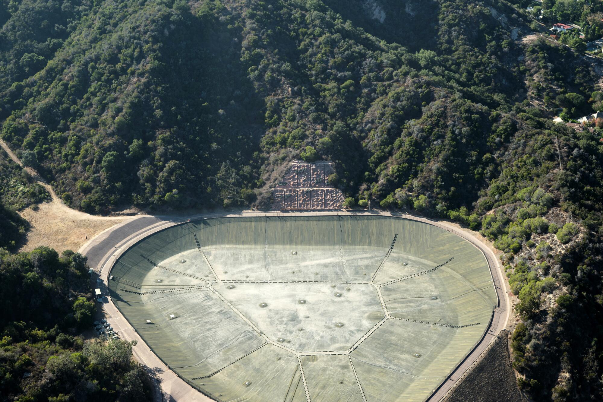 An aerial photo of the Santa Ynez reservoir