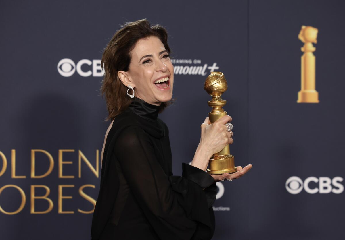 Fernanda Torres, a winner for "I'm Still Here," backstage at the 2025 Golden Globe Awards.