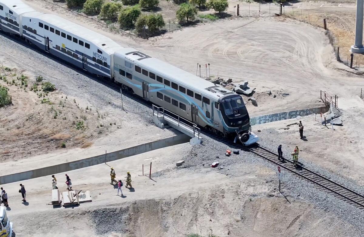 A semi-truck collided with a Metrolink train in an agricultural area of Moorpark Wednesday afternoon