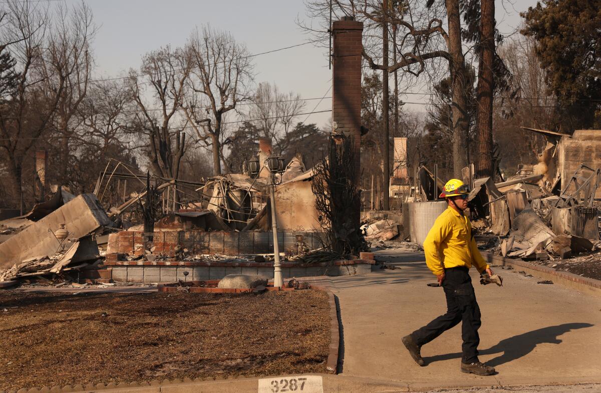 The charred remains of a home