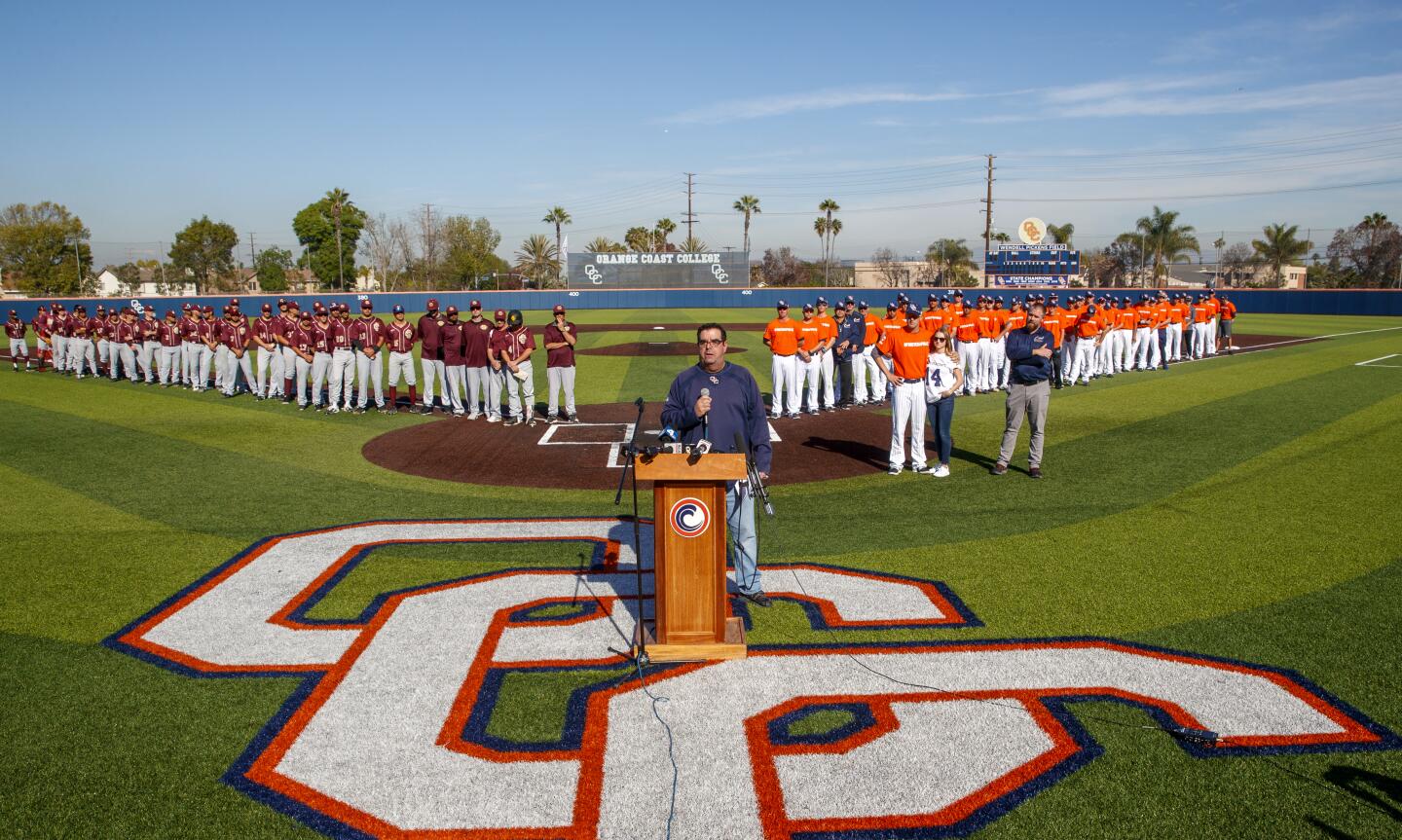 Coach John Altobelli tribute at OCC baseball opener