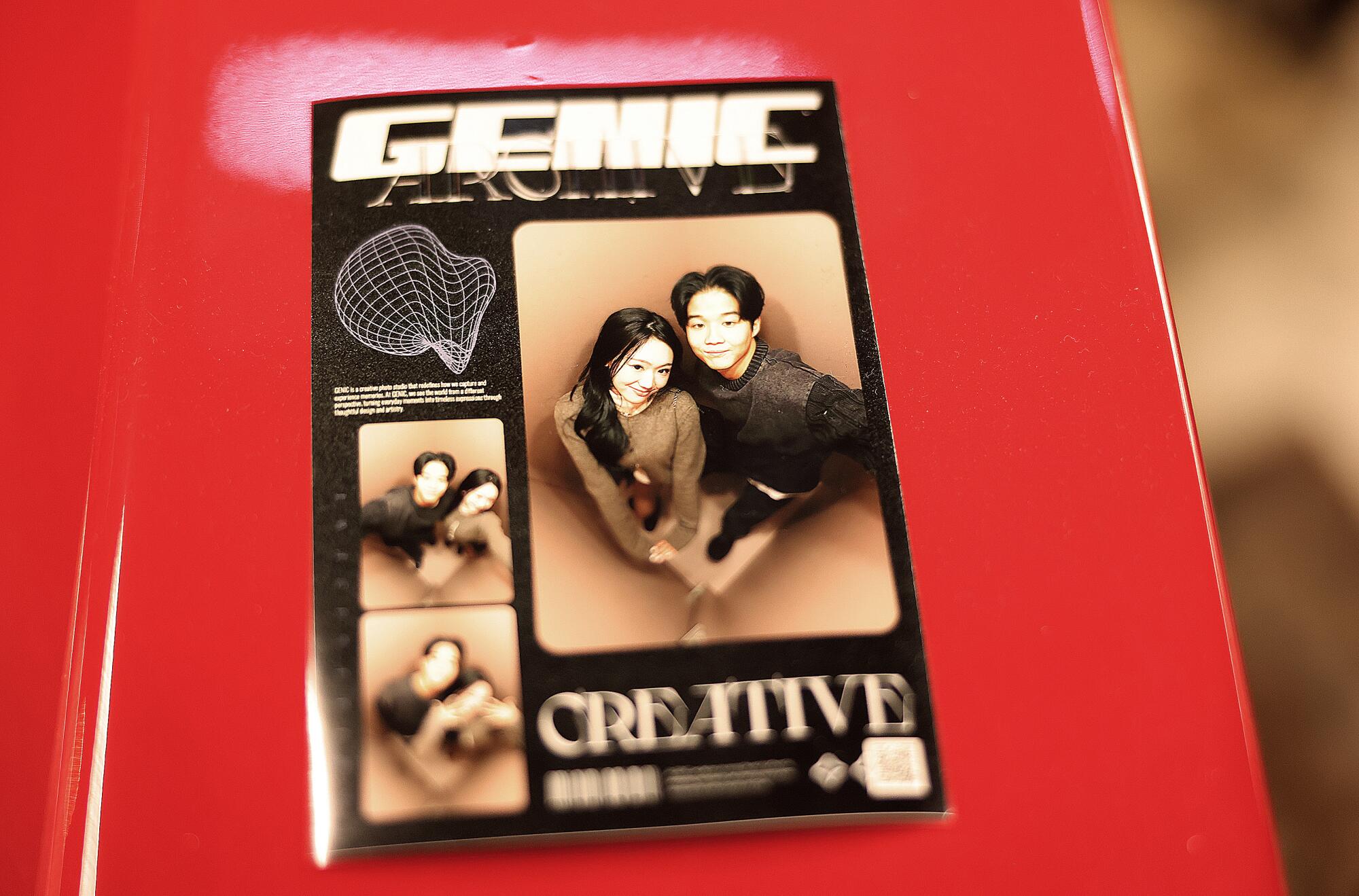 A Genic photo frame shows several photos of a man and a woman standing together