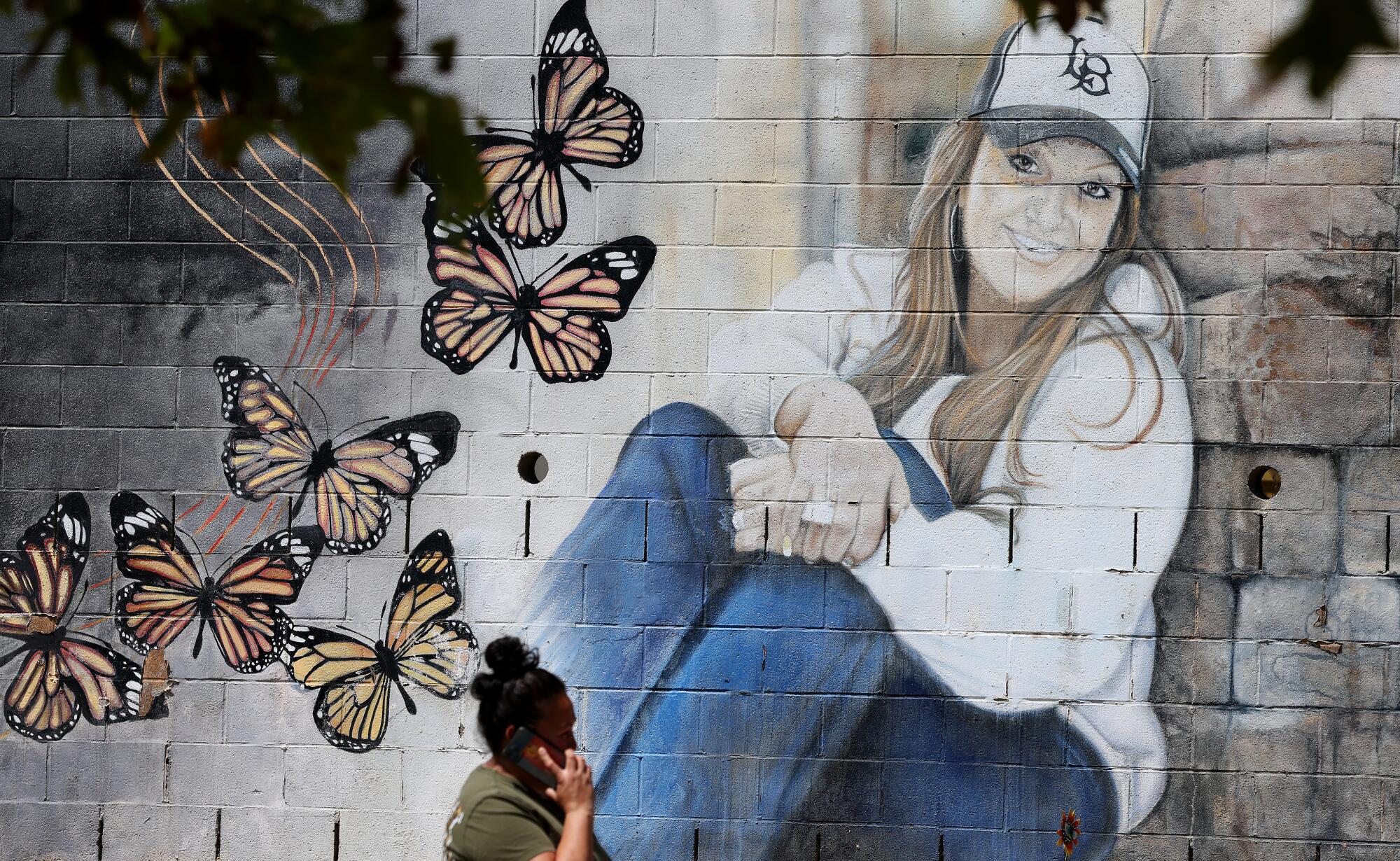 A mural at Jenni Rivera Memorial Park in Long Beach.